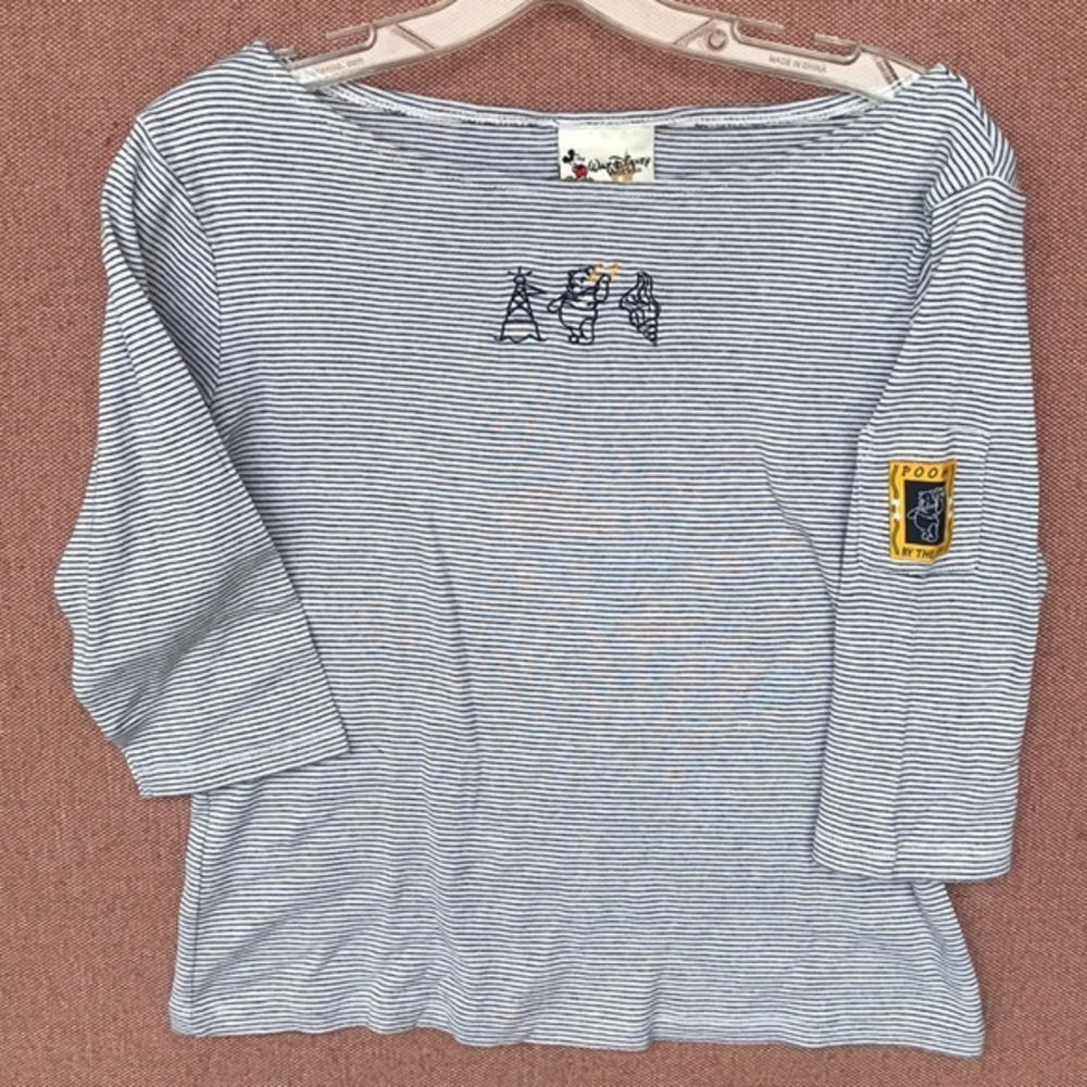 Walt Disney World Winnie the Pooh By the Sea Striped Top Medium Y2K Disney